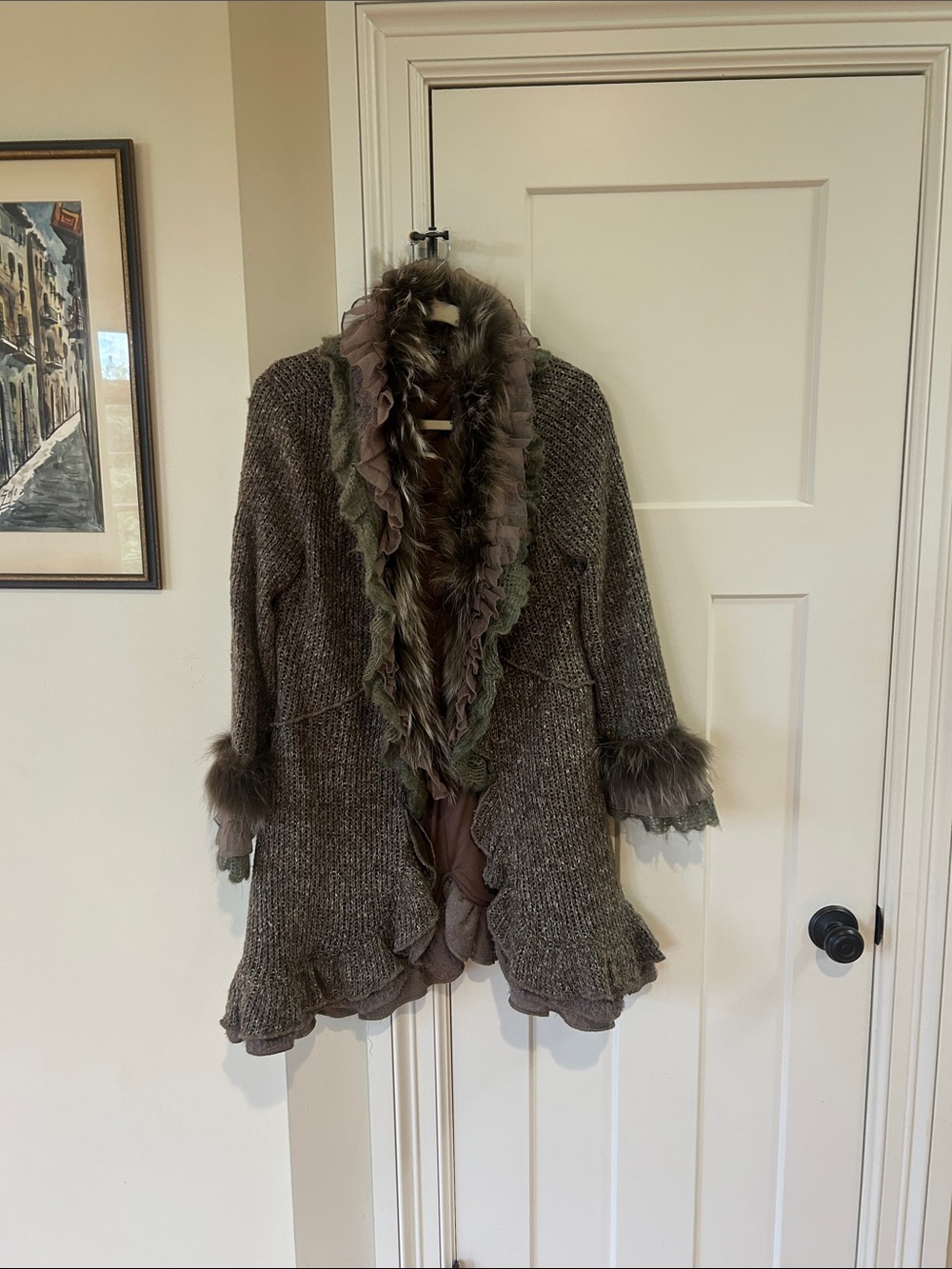 Dolce Cabo Brown Fur-Trim Coat